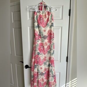 Floral Maxi Dress with Neck Scarf